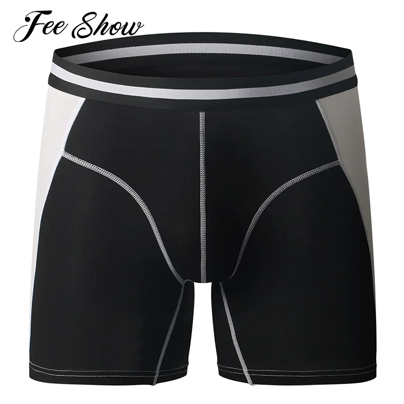 

Mens Running Boxers Underwear Color Block Breathable Sport Fitness Workout Shorts Elastic Waistband Bulge Pouch Boxer Underpants