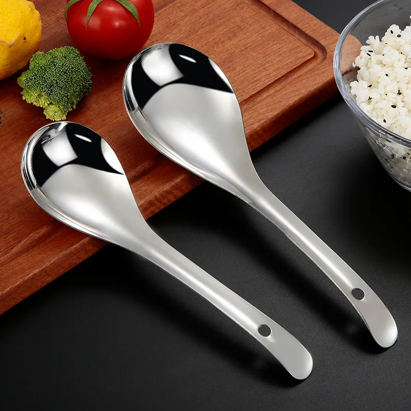 

Household large spoon stainless steel spoon thickened 201 non-magnetic male spoon dish dividing spoon public spoon