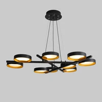modern ring combination led pendant lamp black for dining living room center table lighting suspension design lusters luminaires