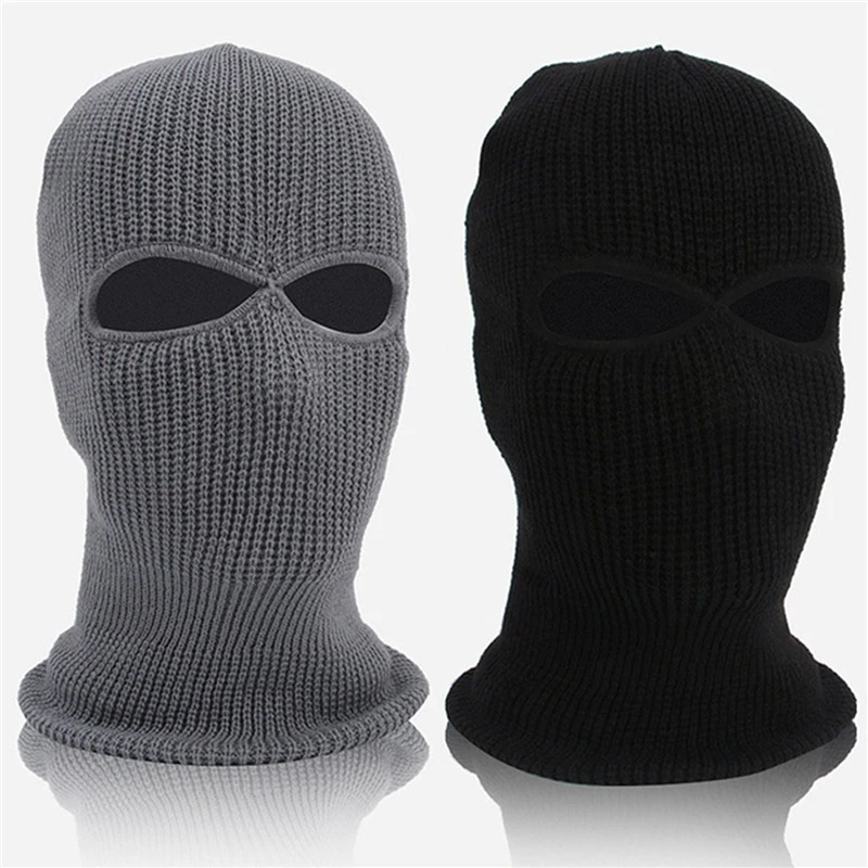 

1PC Winter Knit Cap Warm Soft 2 Holes Full Face Ski Hat Hood Motorcycle Helmet Army Tactical Hat Fashion Women Men