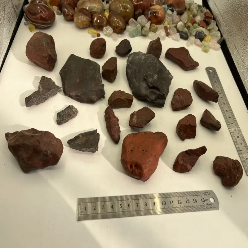 1Kg Natural Raw Stone Agate Red Edding Gravel Accompanying Handle Piece Decorative Ornaments