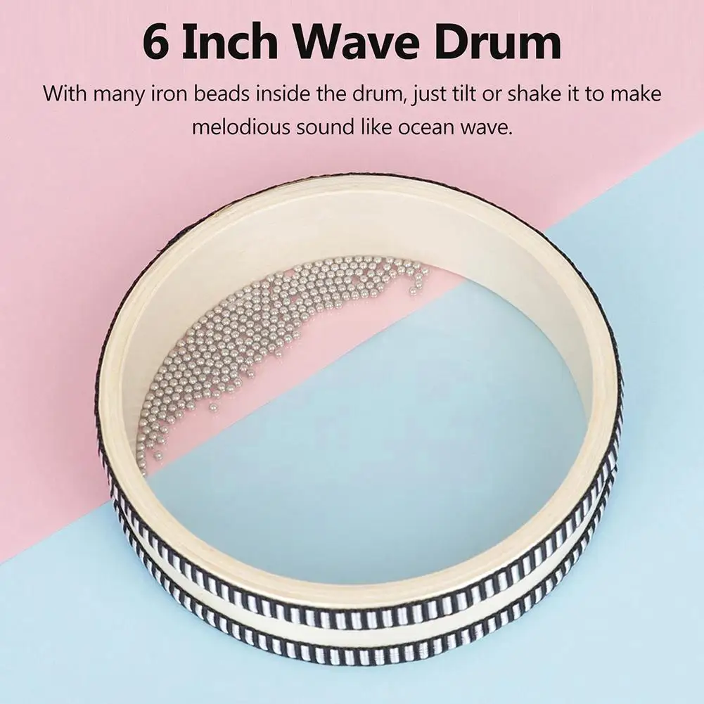 

15cm/20cm/25cm Ocean Wave Bead Hand Drum Music Instruments Toys Early Learning Music Percussion Educational Toys For Baby G Q2c7