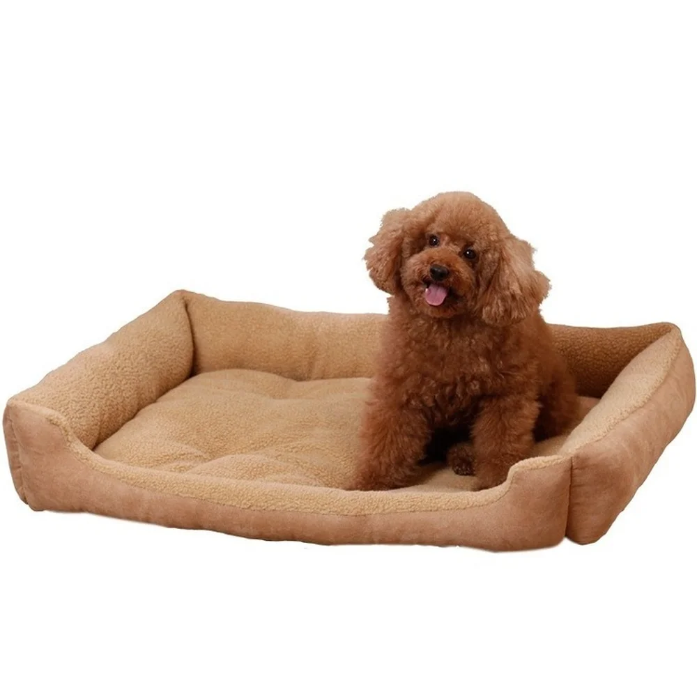

Кровать-домик для домашних питомцев, мягкая флисовая подстилка для собак среднего и крупного размера, удобный коврик для кошек, успокаивающ...