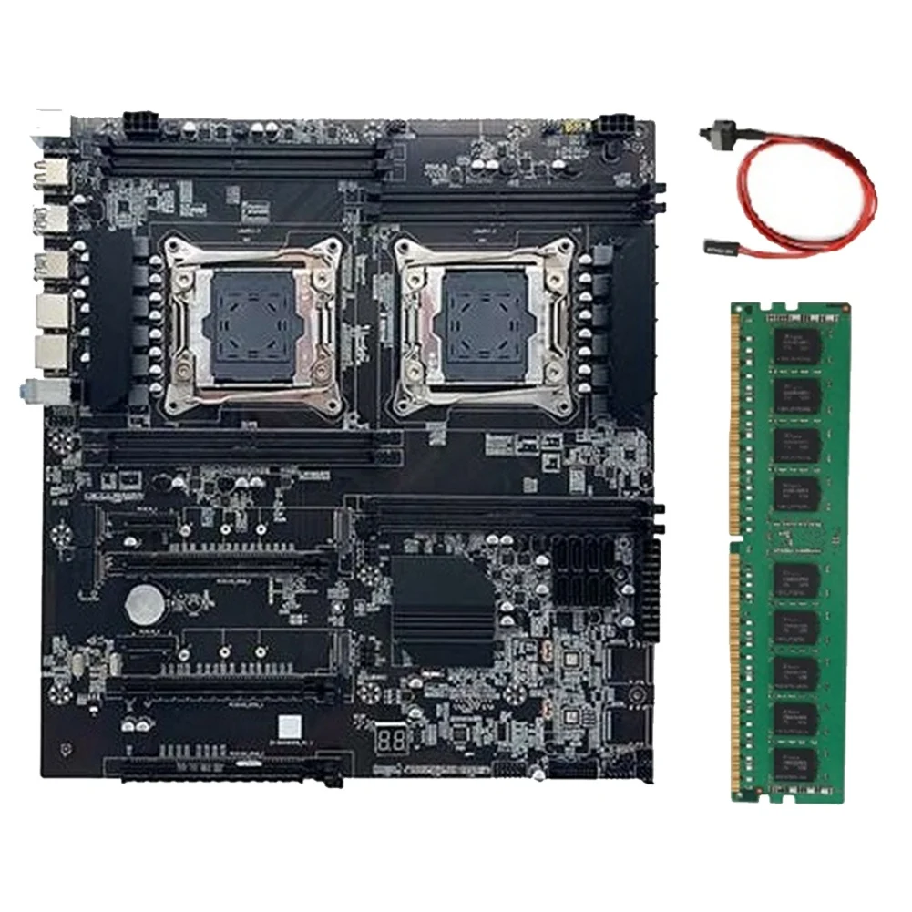 

X99 Dual-Socket Motherboard LGA2011-3 Dual CPU Support RECC DDR4 Memory with DDR4 4GB 2666Mhz RAM Memory+Switch Cable