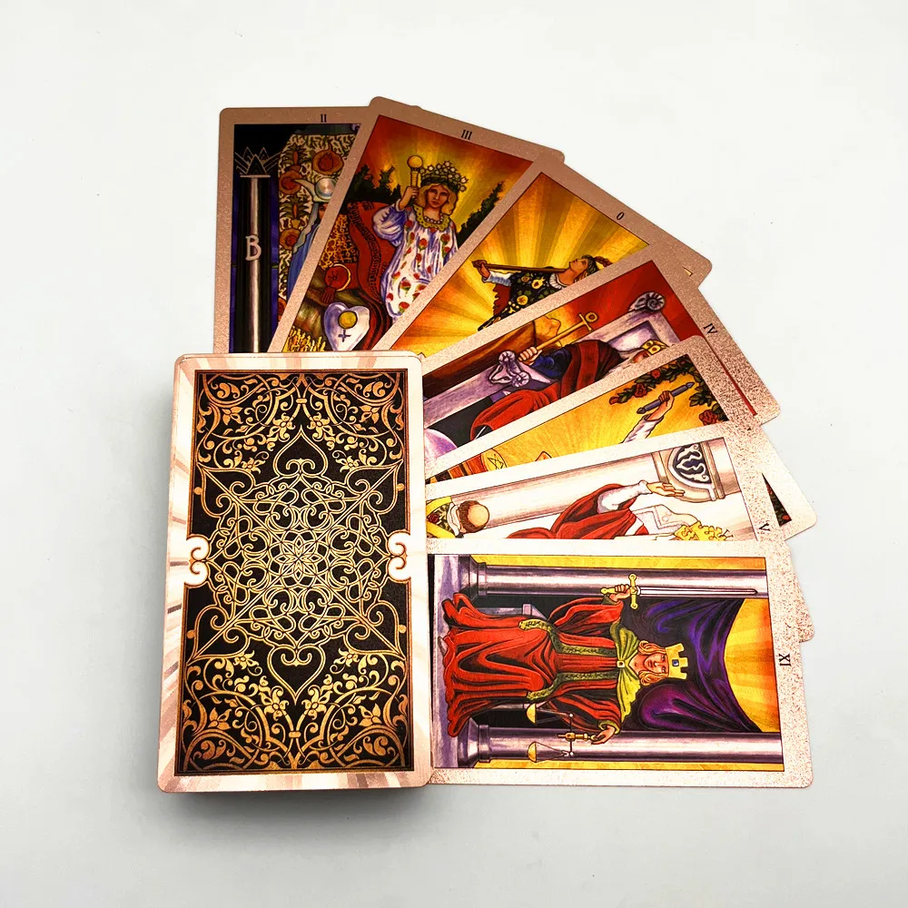 1 колода золотые карты Таро пластиковые серебряные с руководством книга