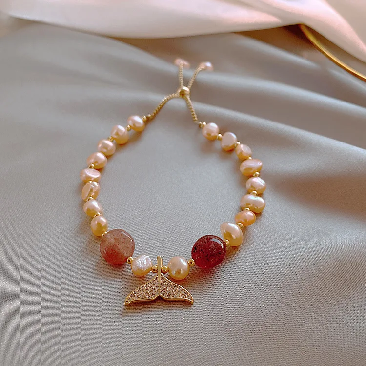 Женский браслет рыбий хвост оригинальное ювелирное изделие с пресноводным