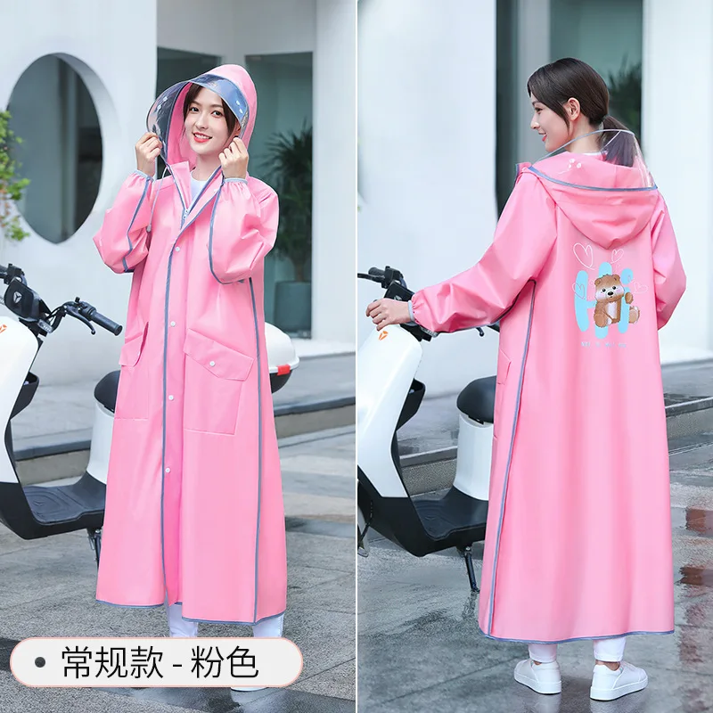 

New EVA Raincoat Women/Men Zipper Hooded Rain Poncho Coat Motorcycle Rainwear Long Style Hiking Poncho Environmental Rain Jacket