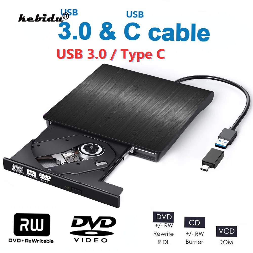 Kebidu DVD Type C Кабель USB 3 0 внешний DVD-привод CD RW привод записывающее устройство чехол