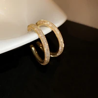classic zircon crystal hoop earrings gold color round geometric earrings for women statement jewelry