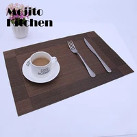 64pcs rectangle placemat restaurant washable pvc durable dining table weave mats frame teslin disc bowl coaster non slip pad