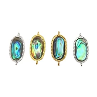 3pcs natural oval abalone shell pendant paua shell fancy silver gold plated for women fashion jewelry for necklace bangle making