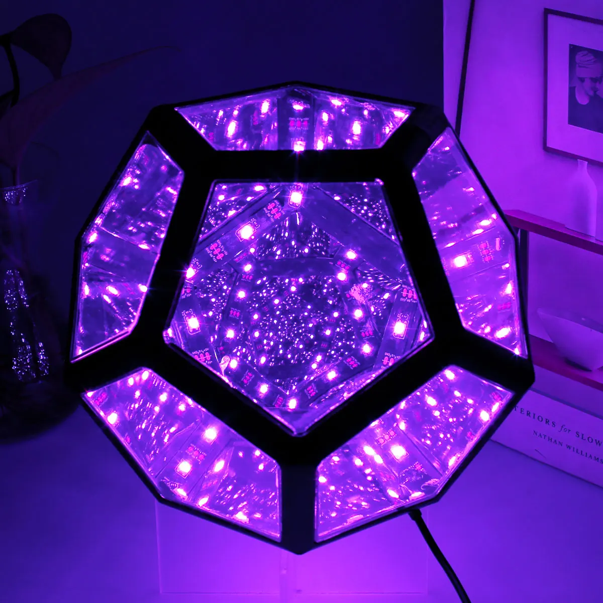 

Night Light Creative And Cool Infinite Dodecahedron Color Art Light Children Bedroom LED Luminaria Galaxy Projector Table Lamp