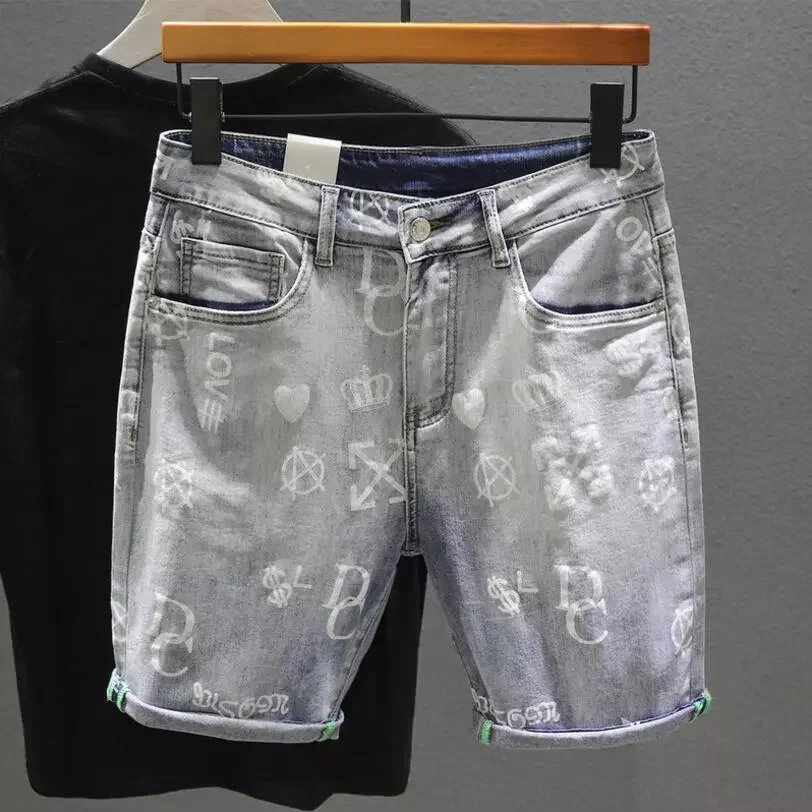 2022New Blue Denim Jeans Shorts Stretch Casual Shorts Jeans High Quality Men Cotton Elastic Fit Jeans Shorts New Classic Jeans 3