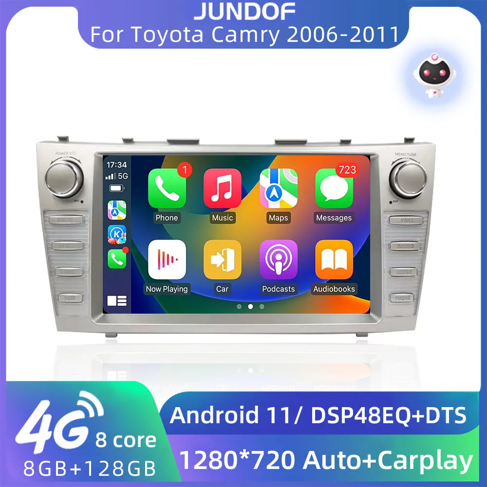 

Jundof 9" 2 Din Android Auto Car Radio For Toyota Camry 2006 2007 2008-2011 Carplay Multimedia Player GPS Navi Audio DSP Stereo