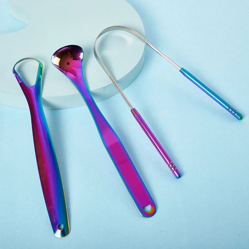 

Tongue Scraper Cleaner for Adults Surgical Grade Professional Eliminate Bad Breath Stainless Steel Metal Tongue Brush Dental Kit