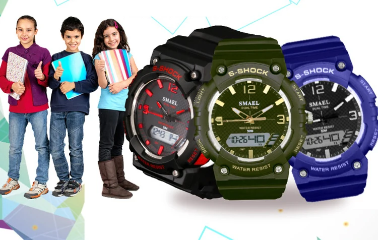 SMAEL Fashion Brand Kids Watch LED Digital Quartz-Watches Boy Girl Student Multifunctional Waterproof Wrist Watches For Children enlarge