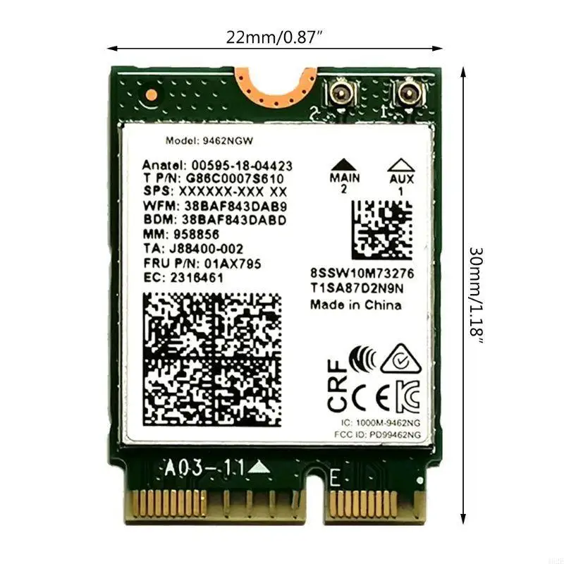 462E BT5.0 Беспроводная 802.11ax 2.4G поддержка MU-MIMO 9462NGW Гигабитная сетевая карта (art.: 3920dba957576) - 3920dba957576