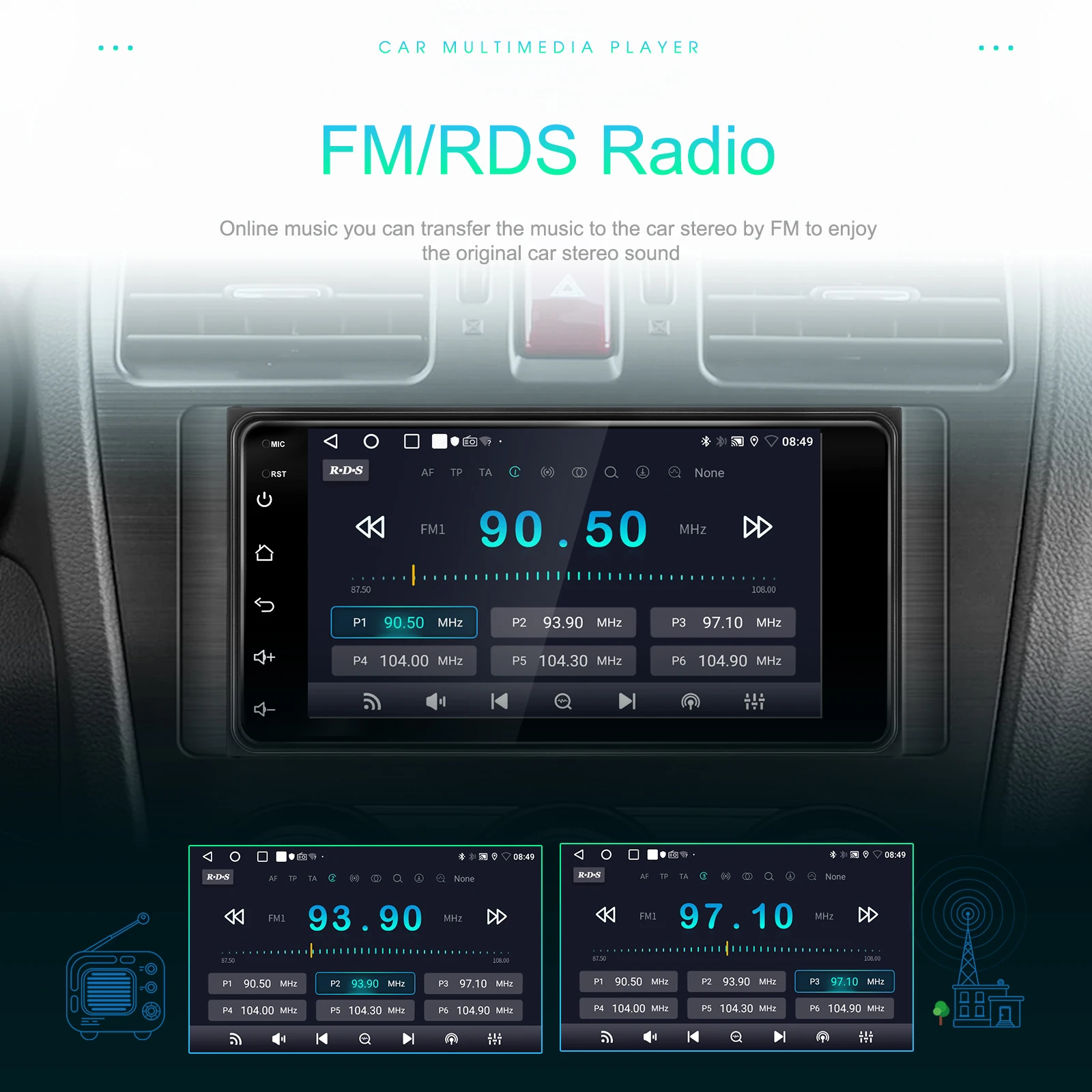 Автомагнитола Podofo мультимедийный плеер на Android с GPS Wi-Fi типоразмер 2 DIN
