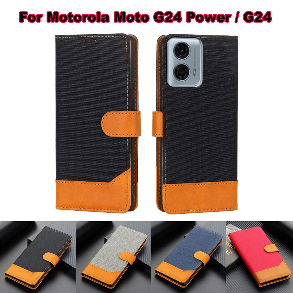Чехол-бумажник с откидной подставкой для Motorola Moto G24 Funda Coque PU кожаные флип-Чехлы Capa