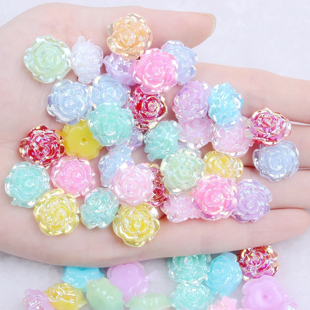 

New Rose Flower Many AB Colors To Choose Half Imitation Pearls Flatback ABS Resin Material Great Clothes Shoes Scrapbooks