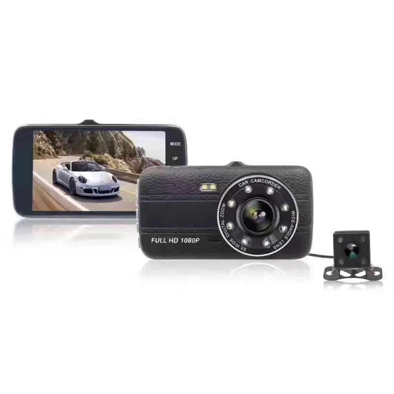 

1080P HD Mini Car 4 Inch DVR Recorder Video Dash Cam Monitor Night Vision 145 Degree Dual Lens Rear View Mirror Reversing Camera