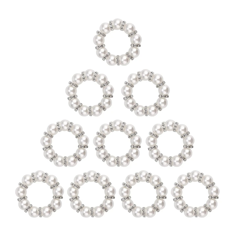 

10 PCS Rhinestone Beaded Napkin Ring Holder For Dinner Table Decoration Party,Wedding