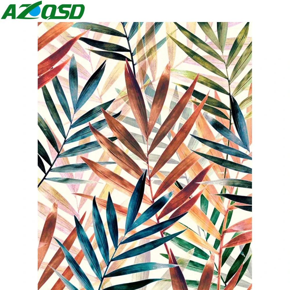 

AZQSD Coloring By Numbers Leaf Flower Handpainted Diy Gift Paint By Numbers For Adults On Canvas Wall Art 40x50cm Framed