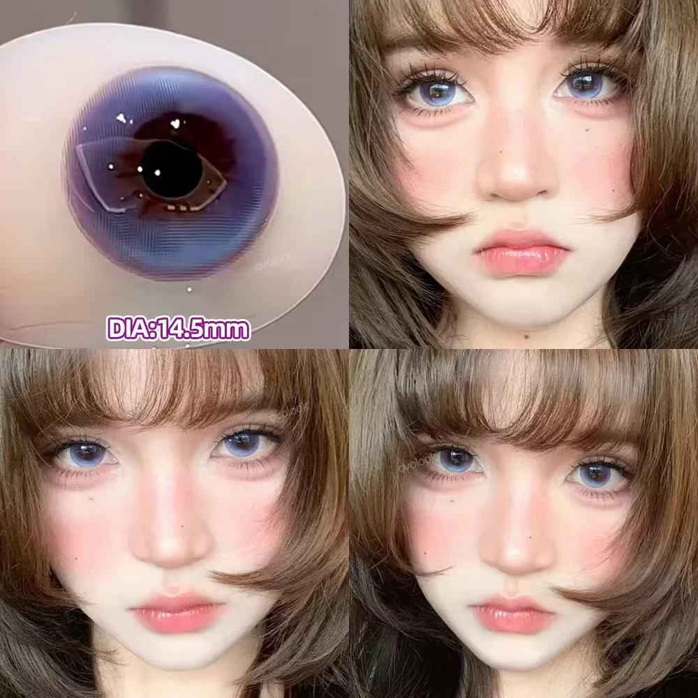 Фото OVOLOOK-2 шт. позолоченные контактные линзы по рецепту, косметика, цветные линзы для глаз, модные цветные контактные линзы для учеников, близорукости, фиолетовые №4