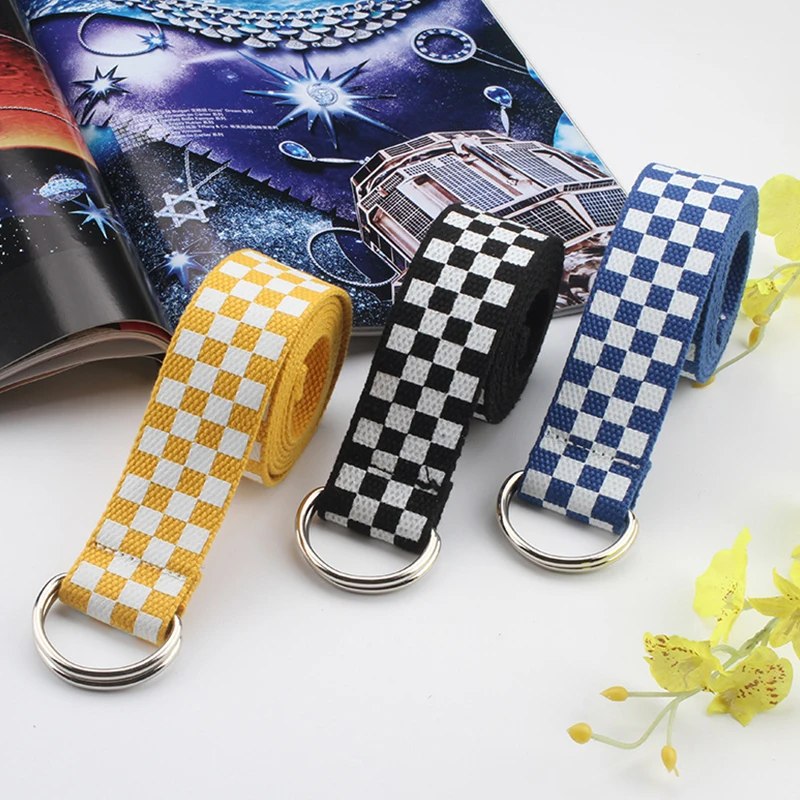 

Women Canvas Waist Belt Plaid Print Waist Belt Checkered Long Belt Fashion Jeans Nylon Belt Waistbands Alloy Pants Accessories