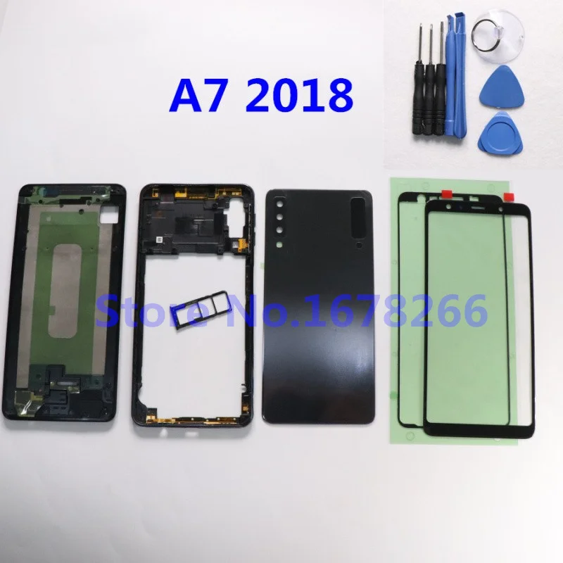 

For SAMSUNG Galaxy A7 2018 A750 A750F A750F/DS Full Housing Cover Case Back Glass Cover Door LCD Panel Middle Frame Battery Door