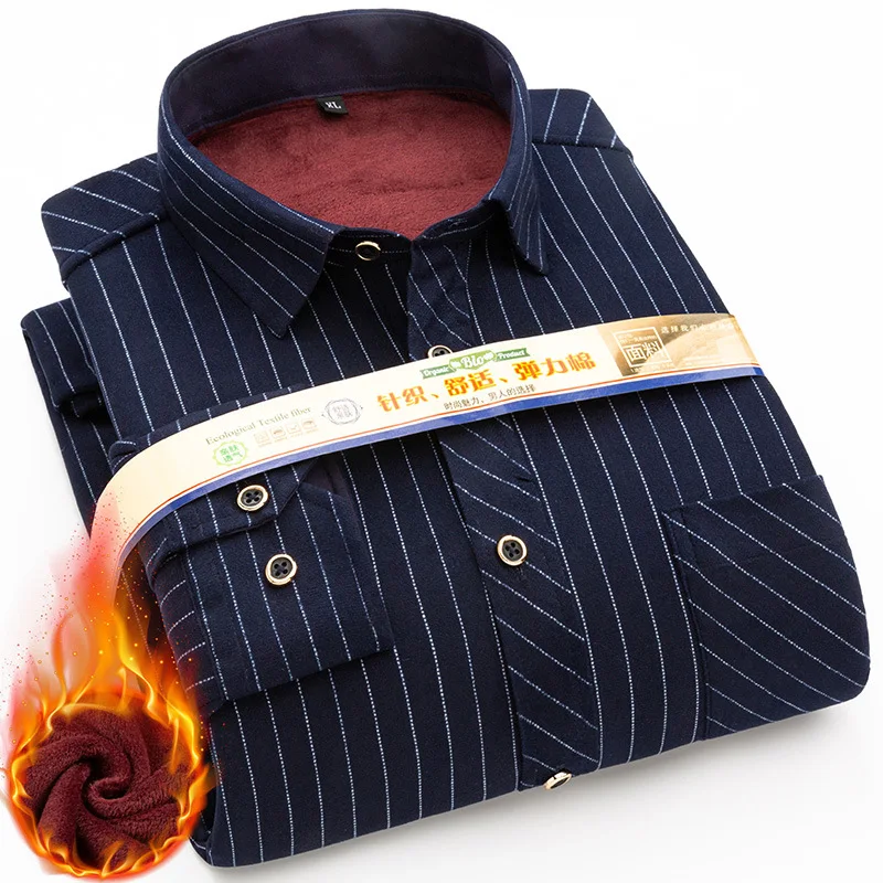 

Flannel Men Shirt 2022 Autumn Winter Male Long Sleeve Plaid Shirt Thick Fleece Lined Soft Casual Flannel Warm Dress Shirt L-8XL