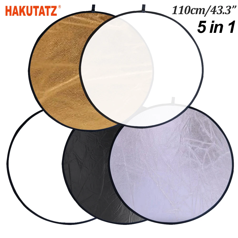 

43" 110cm Reflector 5 in 1 Photography Collapsible Portable Light Diffuser Round Reflector for Studio Multi Photo Disc Diffuers