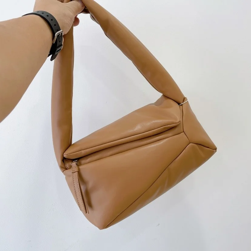 

Women's Bag Splicing Leather Geometric Tote Bag 2022 Autumn Lady Underarm Shoulder Bag Female Popular Commuter Messenger Handbag