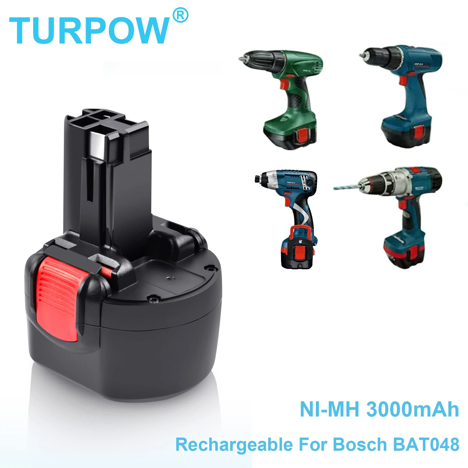 Ni-mh аккумулятор Turpow 3000 мАч для Bosch BAT048 BAT100 BAT119 2607335272 23609 32609-RT Сменный