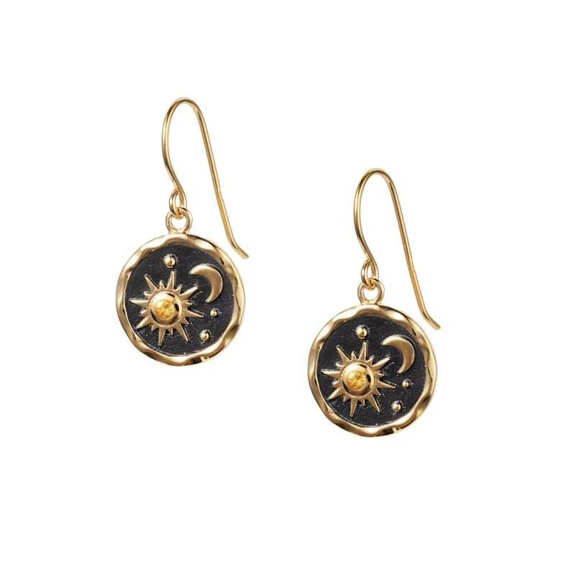 

Gold Sun and Moon Earrings For Women Vintage Round Drop Dangle Earrings Boho Girls Fashion Party Jewelry 2022 Gift New