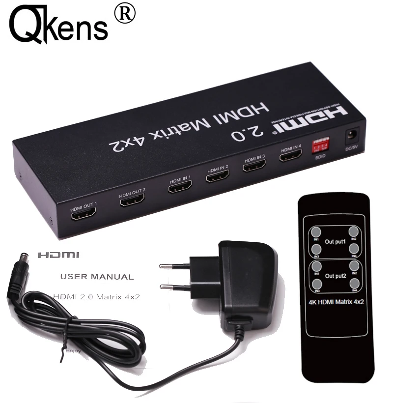 

HDMI 2.0 Matrix 4x2 HDMI Matrix 4K 60Hz EDID Switch Switcher Splitter Dual Audio out by Optical and Stereo 3D 4K Laptop PC to TV
