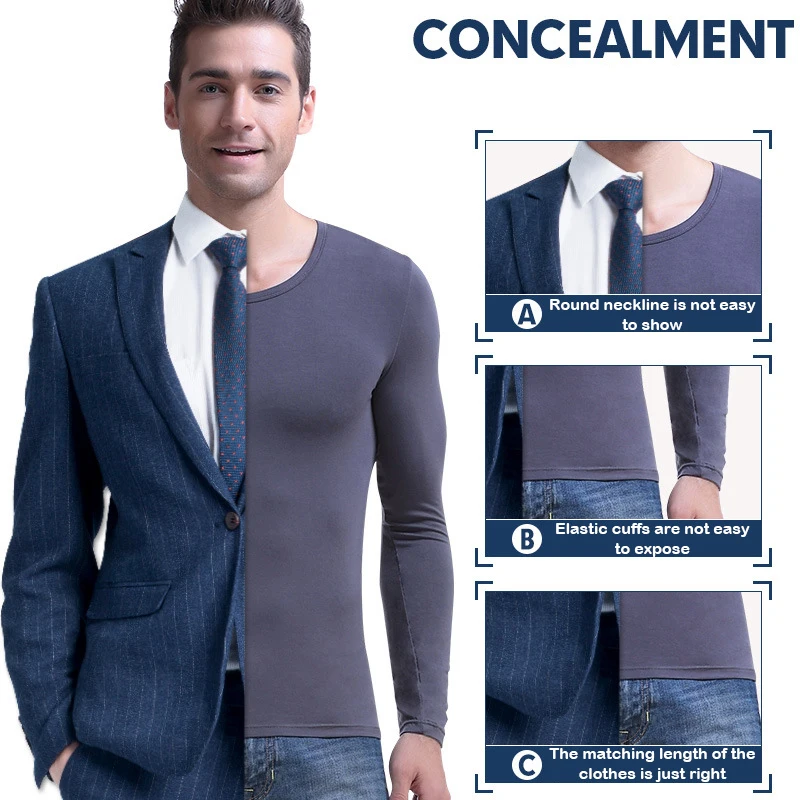 

Мужская тонкая рубашка из модала, теплая тонкая эластичная Удобная воздухопроницаемая мягкая рубашка с длинными рукавами и круглым вырезо...