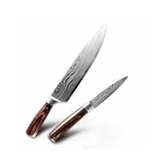 Кухонный нож из нержавеющей стали 7CR17 440C, набор из 2 шт. японских ножей шеф-повара из дамасской стали для нарезки мяса 2022, Мясницкий слайсер сантоку, кухонный инструмент