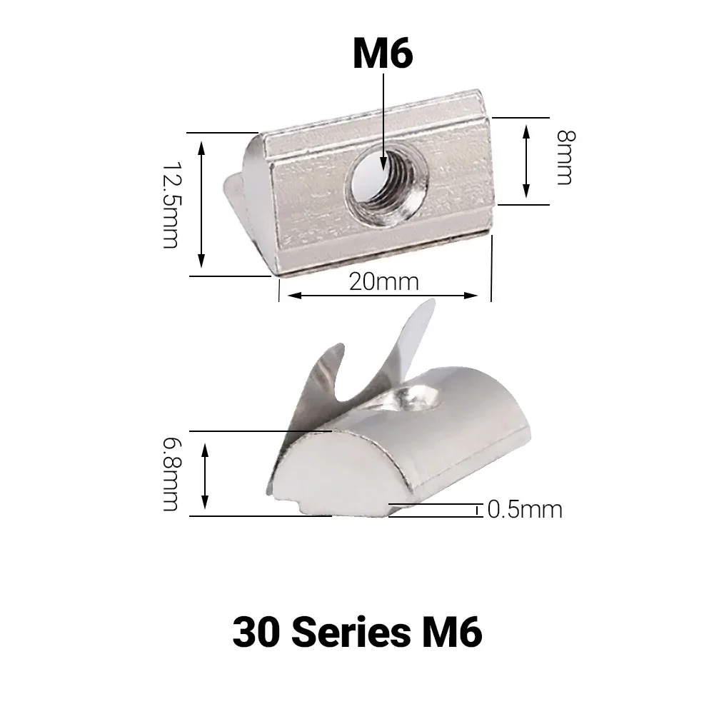 

50 шт./лот M4 M5 M6 M8 осколковая гайка, блок пружинных гаек, пружинные гайки для алюминиевого экструзионного профиля 2020 3030 4040 4545