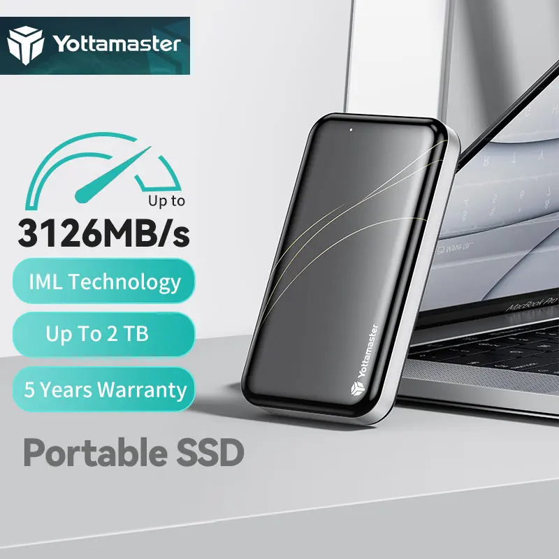 Yottamaster PSSD Portable SSD External SSD 2TB 1TB Up to 3000+ MB/s USB 4 USB3.2 USB C Portable Solid State Drive Type C PSSD
