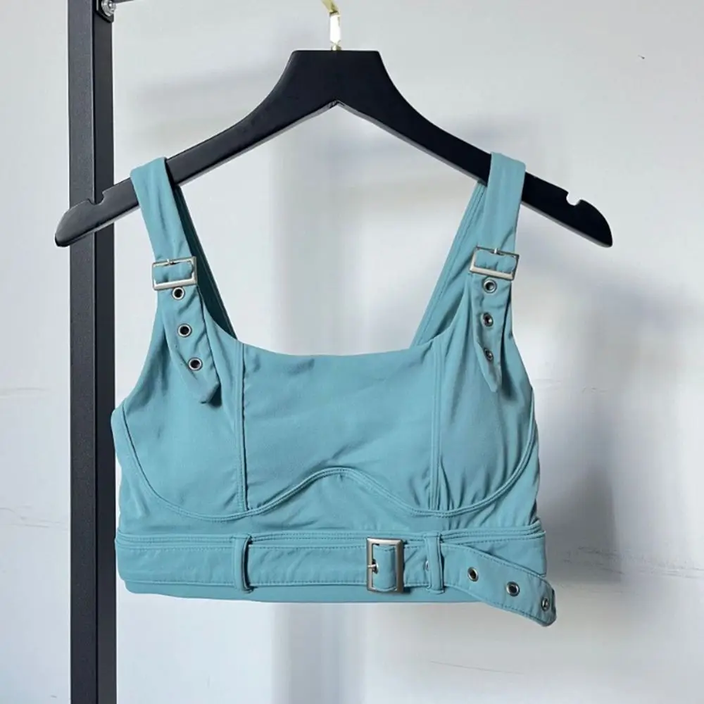 Простой байкерский шикарный стиль женский спортивный бюстгальтер без рукавов