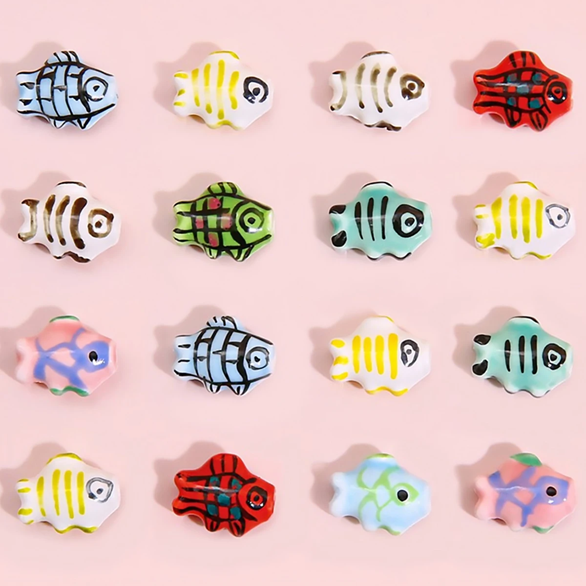 15x12mm Fashion Hand Painted Fish-shaped Ceramic Beads For Jewelry Making DIY Bracelet Necklace Keychain Colorful Procelain Bead