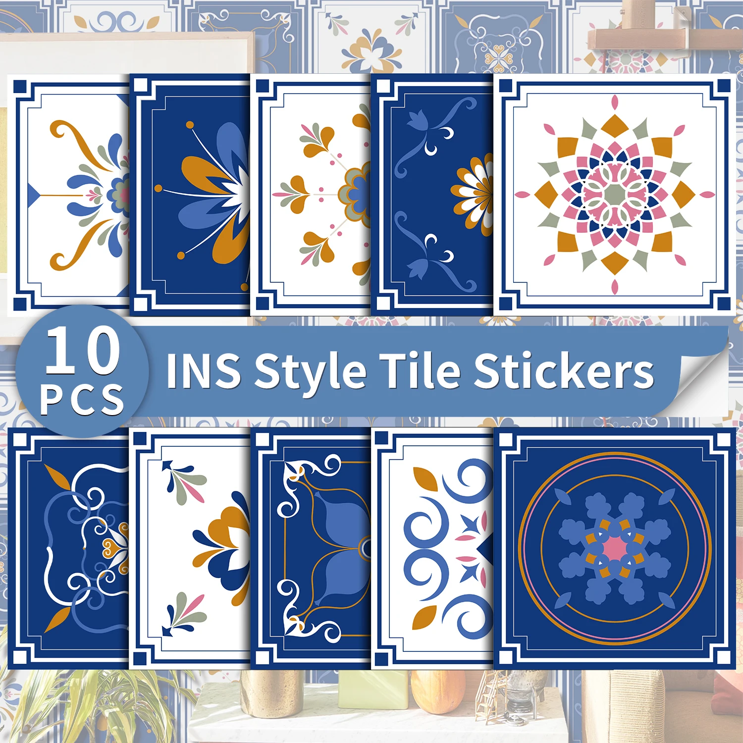 

INS Popular Self-Adhesive Kitchen Bathroom Tile Sticker Creative Pattern Home Table Cabinet Wall Decor Sticker Peel And Sticker