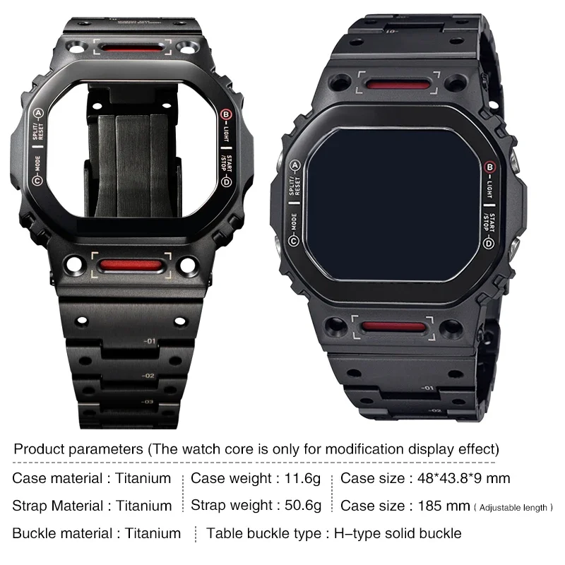 Фото Набор из титанового сплава MechWarrior: ремешок и корпус для часов Casioak серий DW5600, GWB5600, G5600, GWM5610, GW5000. Металлический безель и ремешок. №3