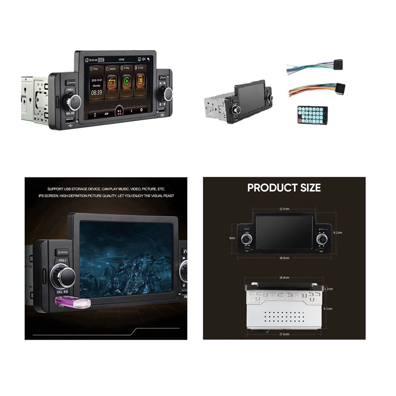 

Автомобильный радиоприемник, стерео, 5-дюймовый мультимедийный MP5-плеер с двойным USB-разъемом и дистанционным управлением по Bluetooth