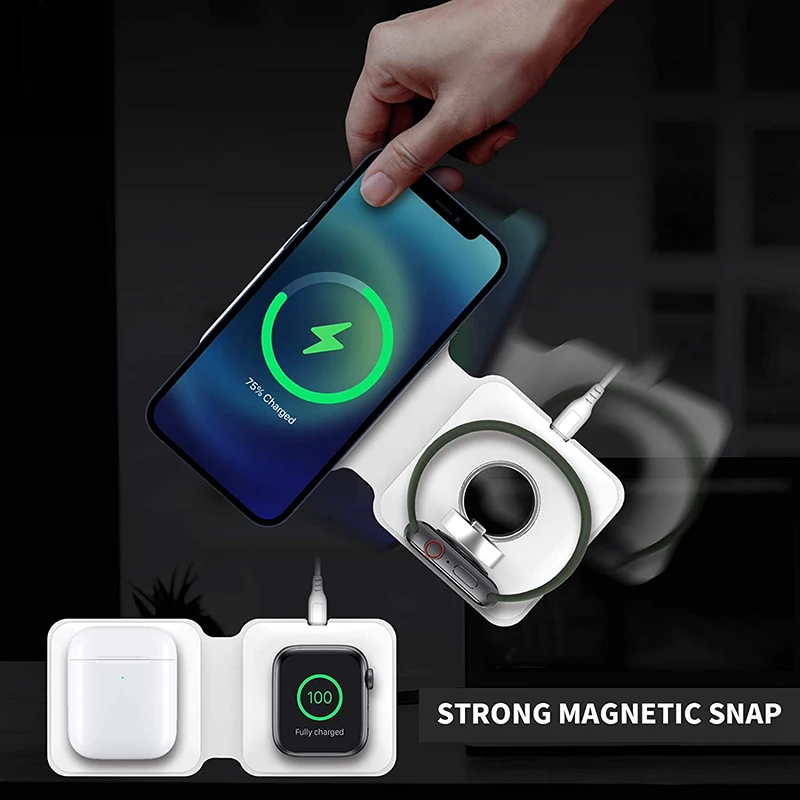 

15 Вт складной магнитный Macsafe Duo для iPhone 12 13 Pro Max Apple Watch Airpods 4 3 Macsafe Mag быстрая безопасная Беспроводная зарядная площадка