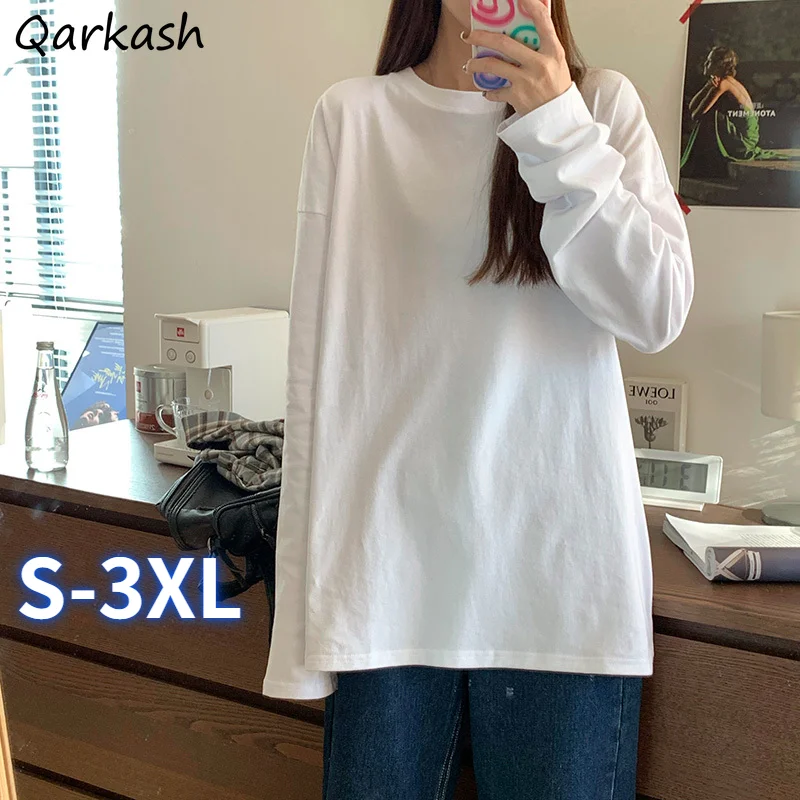 

T-shirts Women New Summer Long Sleeve White Tops Classic Baggy BF Harajuku S-3XL Ulzzang All-match Undershirts Simple Ins Trendy