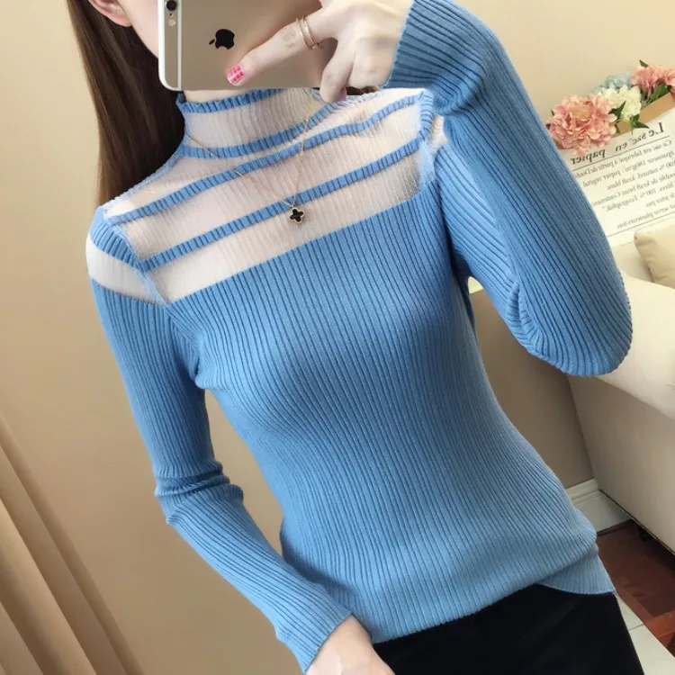 

2021 autumn new pullover sweater tight-fitting undershirt knit sweater White