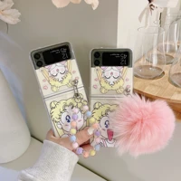 korean cute cartoon holder phone cases for samsung galaxy z flip 3 clear pc hard cover case for samsung z flip3 zflip3 zflip 3