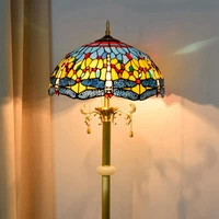 40cm mediterranean nordic yellow dragonfly jade brass living room floor lamp glazed lamp stained glass standing light